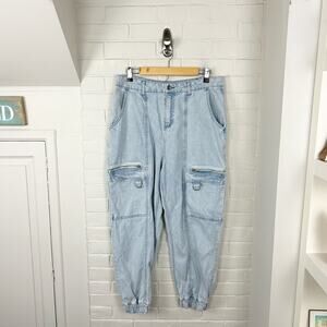 Hot Topic Light Wash Baggy Cargo Jeans Size 13